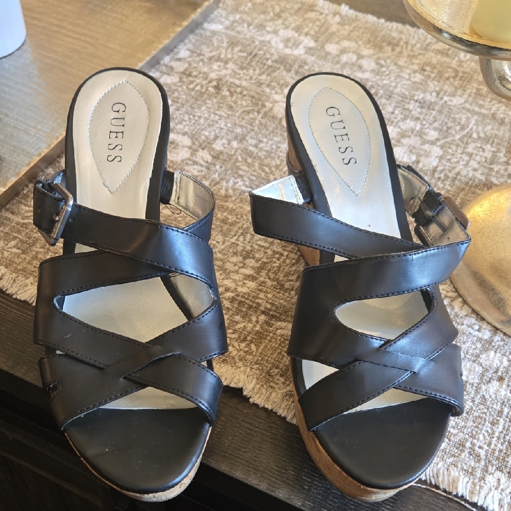 Guess Black Platform Sandals